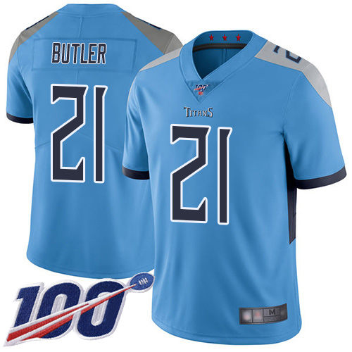 Tennessee Titans Limited Light Blue Men Malcolm Butler Alternate Jersey NFL Football #21 100th Season Vapor Untouchable->nfl t-shirts->Sports Accessory